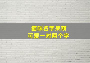 猫咪名字呆萌可爱一对两个字