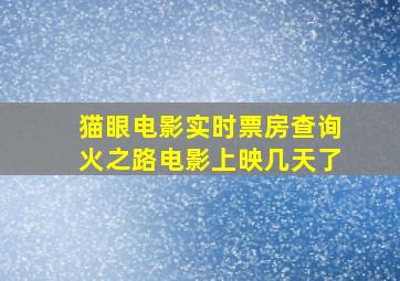 猫眼电影实时票房查询火之路电影上映几天了