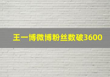 王一博微博粉丝数破3600