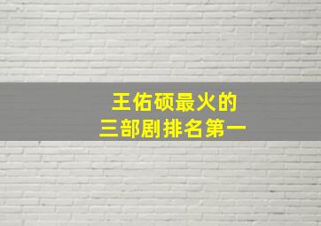 王佑硕最火的三部剧排名第一