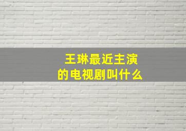 王琳最近主演的电视剧叫什么