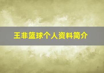 王非篮球个人资料简介