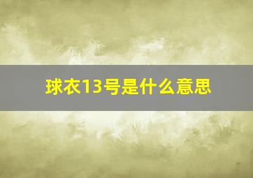 球衣13号是什么意思