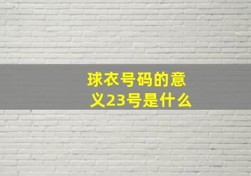 球衣号码的意义23号是什么