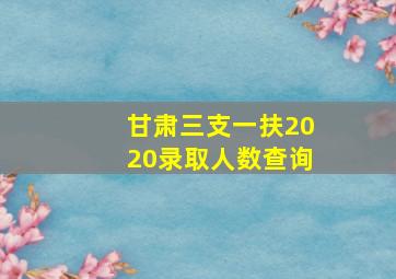 甘肃三支一扶2020录取人数查询