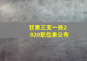 甘肃三支一扶2020职位表公布