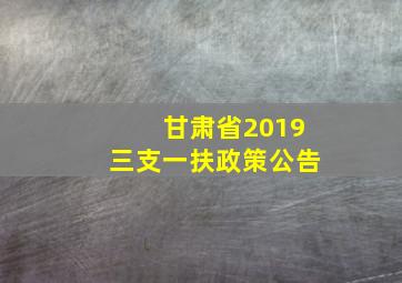 甘肃省2019三支一扶政策公告