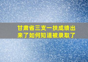 甘肃省三支一扶成绩出来了如何知道被录取了