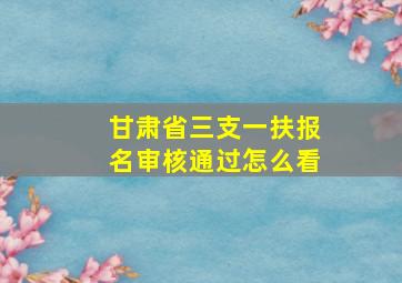 甘肃省三支一扶报名审核通过怎么看