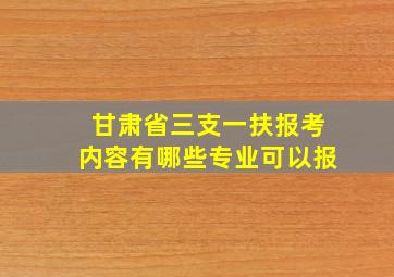 甘肃省三支一扶报考内容有哪些专业可以报