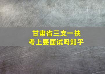 甘肃省三支一扶考上要面试吗知乎