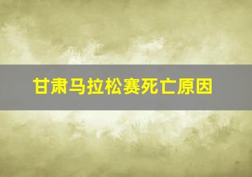 甘肃马拉松赛死亡原因