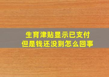 生育津贴显示已支付但是钱还没到怎么回事