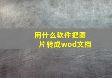 用什么软件把图片转成wod文档