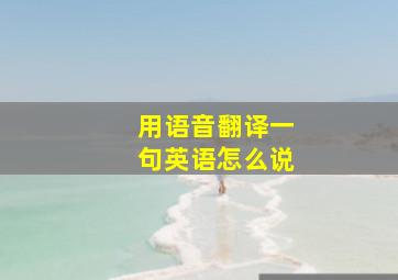 用语音翻译一句英语怎么说