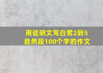 用说明文写白鹭2到5自然段100个字的作文