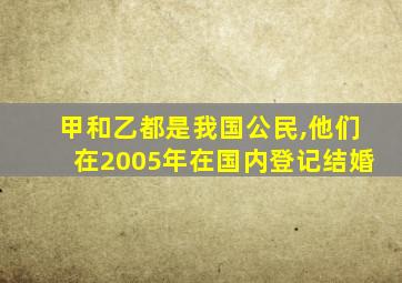 甲和乙都是我国公民,他们在2005年在国内登记结婚