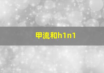 甲流和h1n1