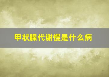 甲状腺代谢慢是什么病