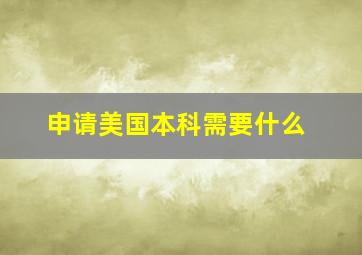 申请美国本科需要什么