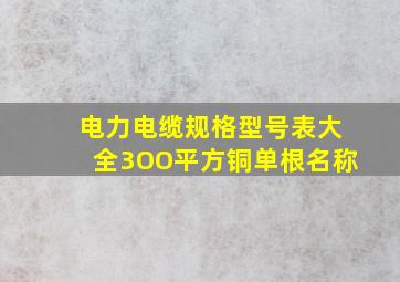 电力电缆规格型号表大全3OO平方铜单根名称