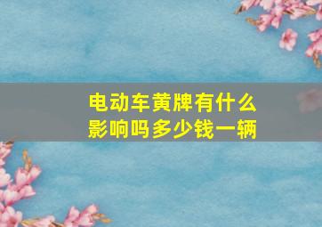 电动车黄牌有什么影响吗多少钱一辆