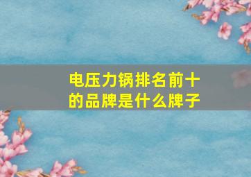 电压力锅排名前十的品牌是什么牌子