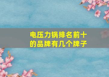 电压力锅排名前十的品牌有几个牌子