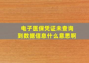 电子医保凭证未查询到数据信息什么意思啊