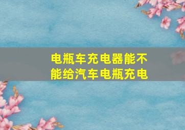 电瓶车充电器能不能给汽车电瓶充电