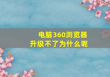 电脑360浏览器升级不了为什么呢