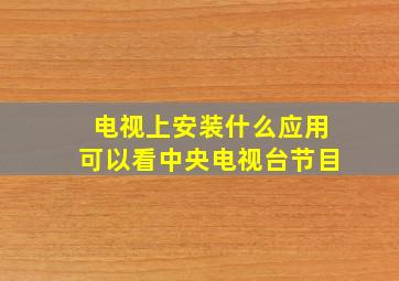 电视上安装什么应用可以看中央电视台节目