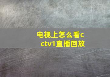 电视上怎么看cctv1直播回放