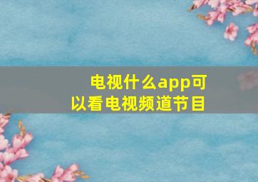 电视什么app可以看电视频道节目