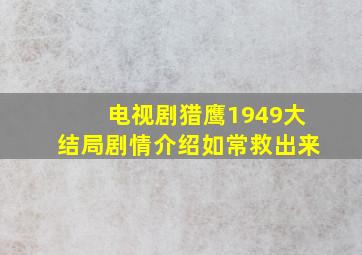 电视剧猎鹰1949大结局剧情介绍如常救出来