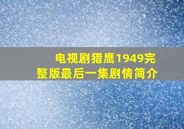 电视剧猎鹰1949完整版最后一集剧情简介