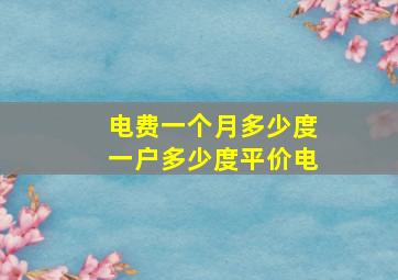 电费一个月多少度一户多少度平价电