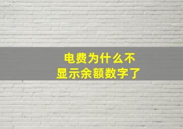 电费为什么不显示余额数字了