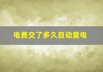 电费交了多久自动复电