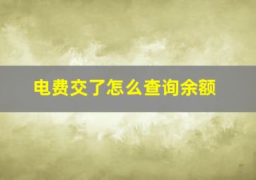 电费交了怎么查询余额