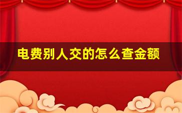 电费别人交的怎么查金额