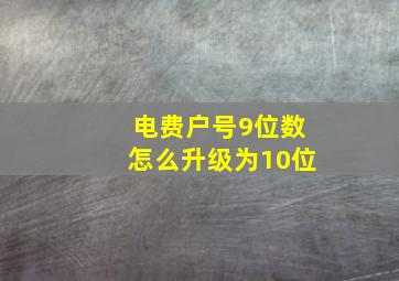 电费户号9位数怎么升级为10位