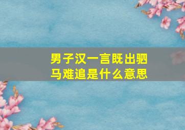 男子汉一言既出驷马难追是什么意思