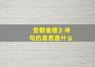 登鹳雀楼》诗句的意思是什么