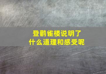 登鹳雀楼说明了什么道理和感受呢