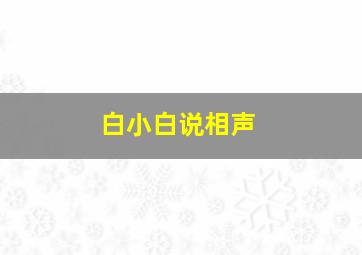 白小白说相声