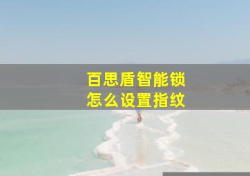 百思盾智能锁怎么设置指纹