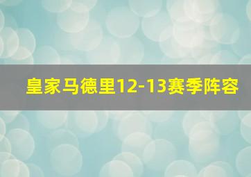 皇家马德里12-13赛季阵容