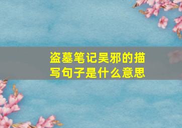 盗墓笔记吴邪的描写句子是什么意思