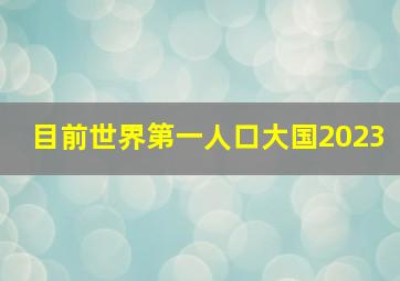 目前世界第一人口大国2023